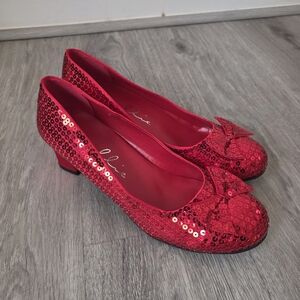 Ellie Shoes Womens 10  Ruby Red Slippers Sequin Holiday Party Costume